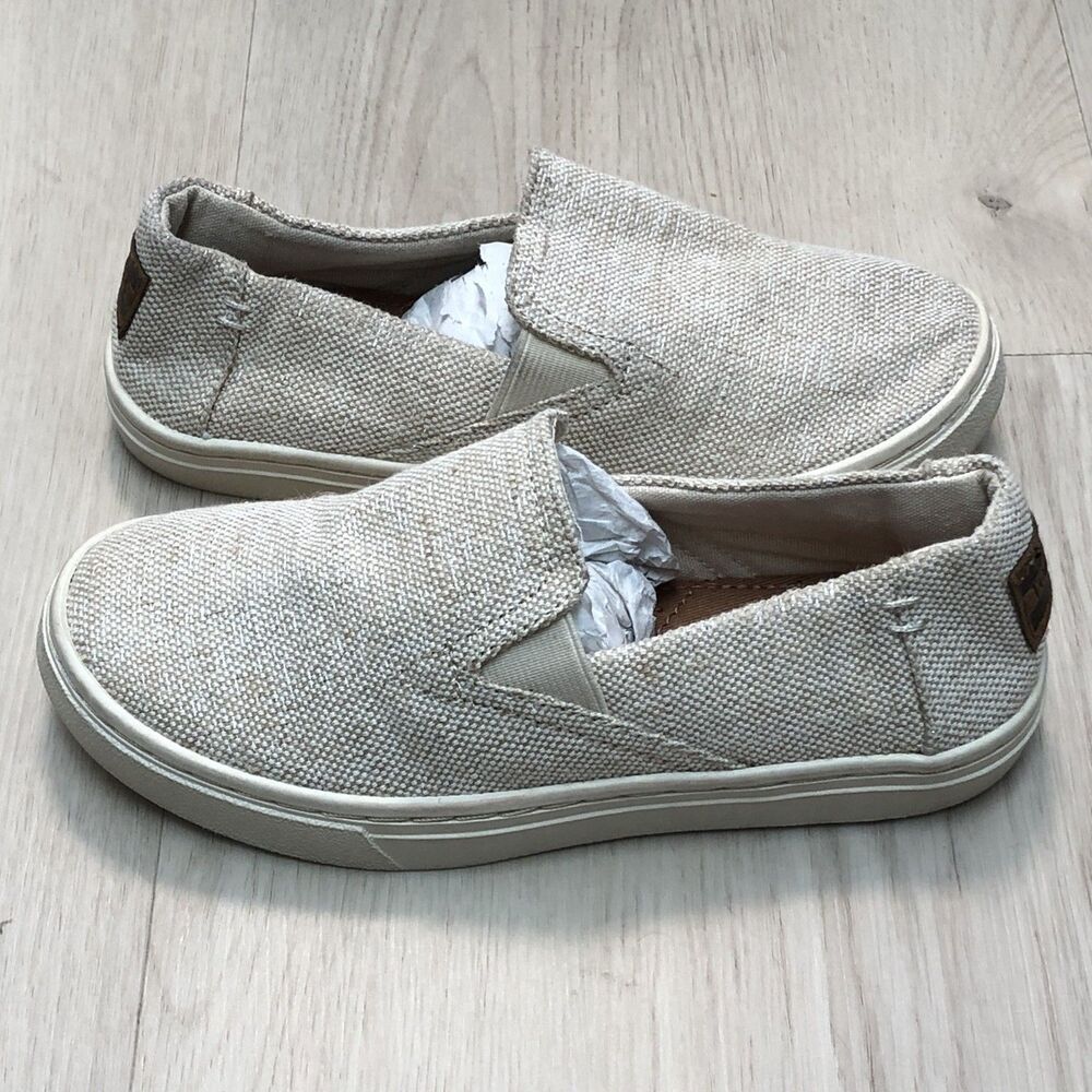 TOMS Luca Slip On Sneakers Natural Metallic Jute Linen Youth Size 13Y